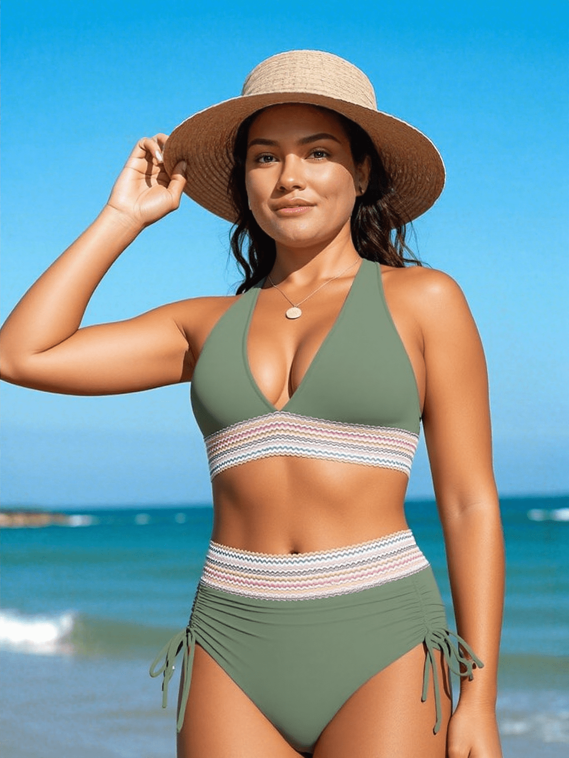 Bikini élégant taille haute sculptant