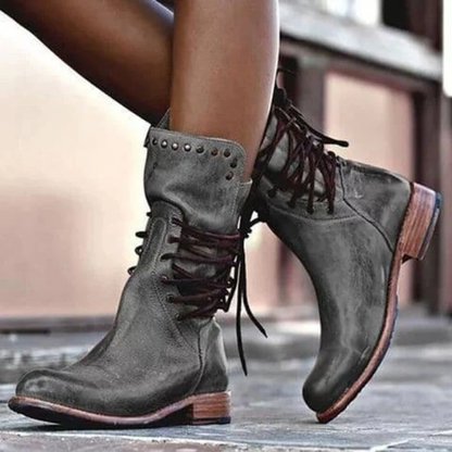 Bottes En Cuir Avec Lacets