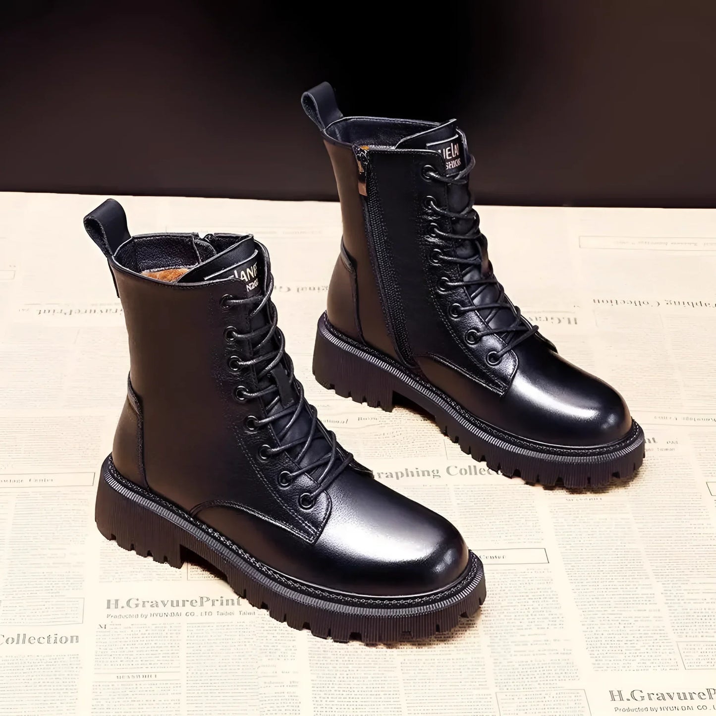 Seraphine | Black Leather Winter Boots