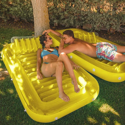 Chaise longue gonflable flottante de plage de fête de piscine avec porte-gobelet, transat de piscine de bronzage pliant, baignoire de bronzage, lit gonflable