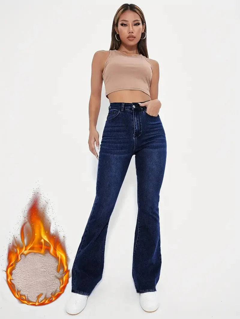 Flare Jeans warm und flauschig