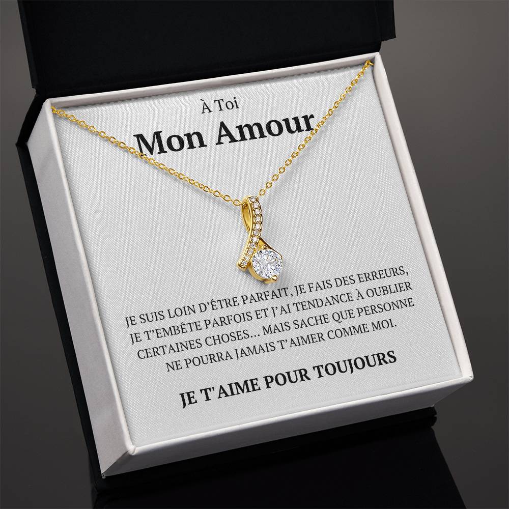 Collier avec un message d'amour "Je suis loin d'être parfait"