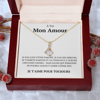 Collier avec un message d'amour "Je suis loin d'être parfait"