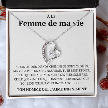 Collier avec un message d'amour "Depuis le jour où nos chemins"