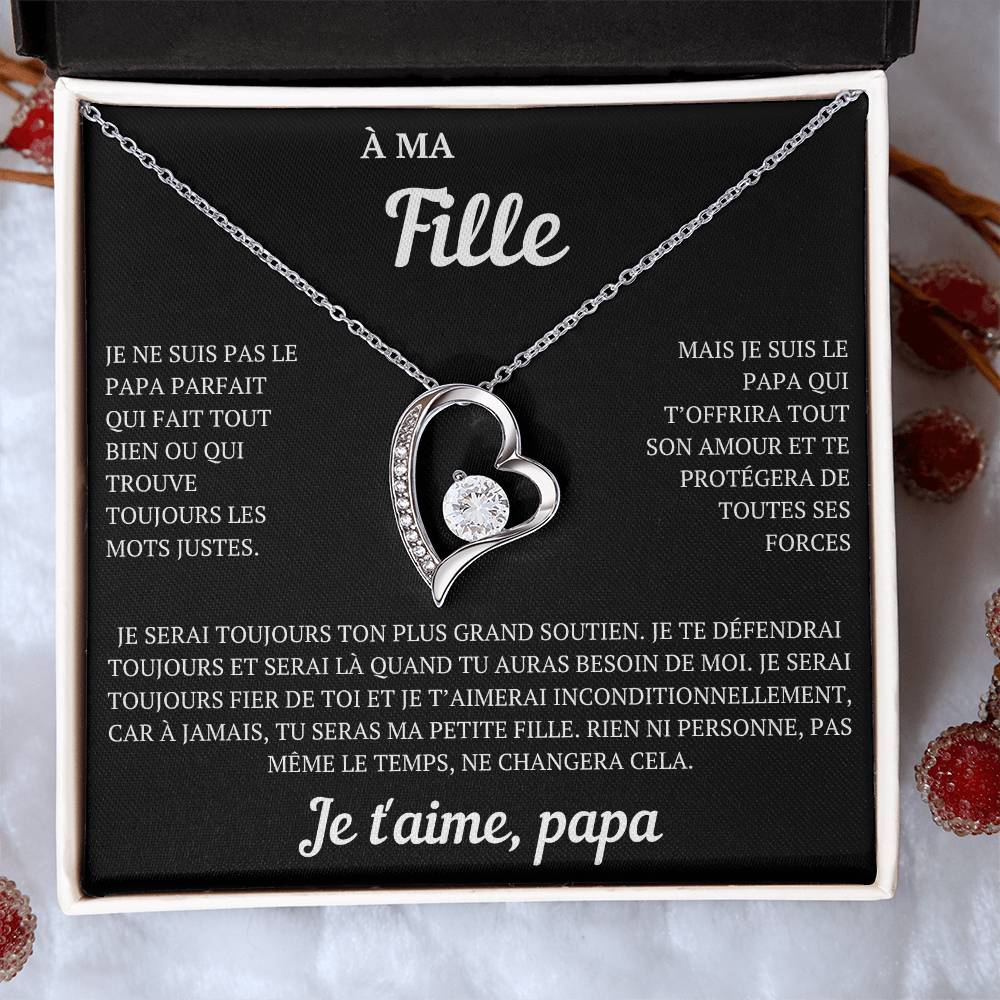 Collier coffret cadeau "À ma fille, je ne suis pas le papa parfait"