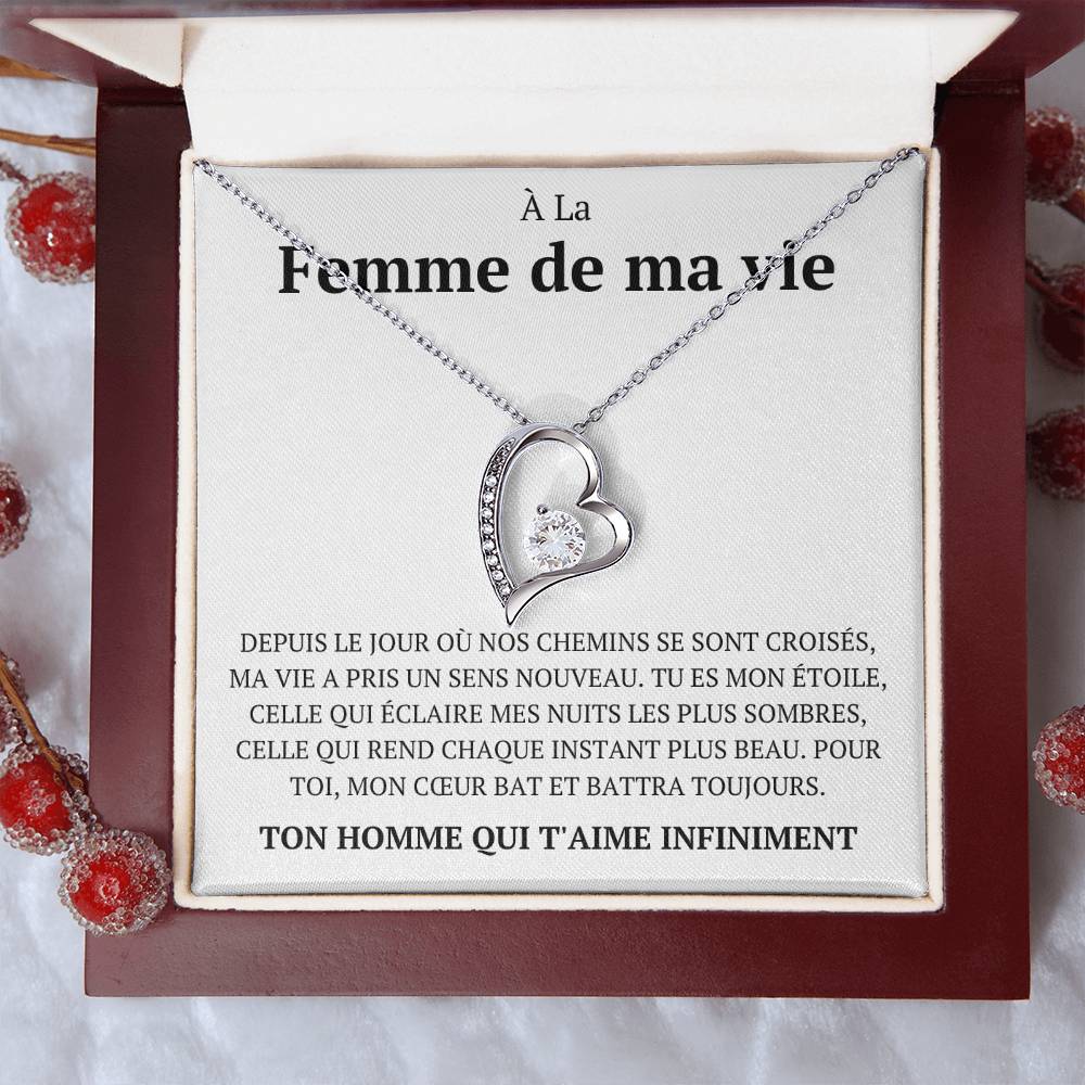 Collier avec un message d'amour "Depuis le jour où nos chemins"