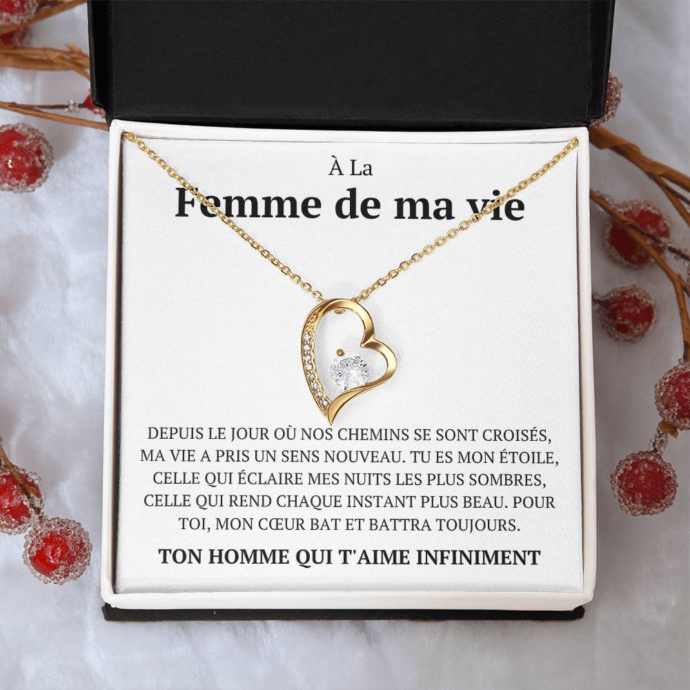 Collier avec un message d'amour "Depuis le jour où nos chemins"